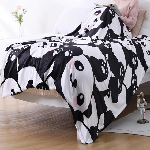 Cozy 60"x80") Panda Blanket Super Soft Blankets Black & White Pandas Stuff Pandabear Gifts for Girls Toddler Adults