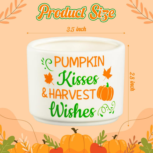WATINC Fall Autumn Candy Dish Mini Ceramic Candy Bowl Tiered Tray Decor, Pumpkin Maple Leaves Sweets Table Shelf Decorations, Farmhouse Harvest Wishes Accents for Harvest Day Thanksgiving Home Kitchen by WATINC