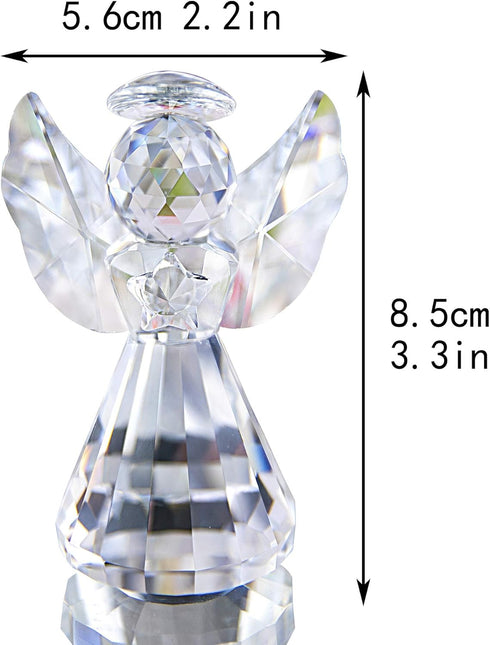 HDCRYSTALGIFTS 3-Inch Clear Crystal Guardian Angel Figurine Paperweight Decor Glass Statue Ornaments Gift for Women