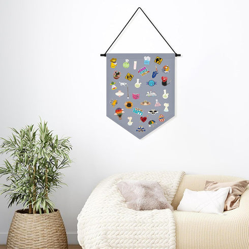 Wall Hanging Brooch Organizer Storage Board, Colorful Enamel Pin Badge Canvas Display Banner for Earrings Collection