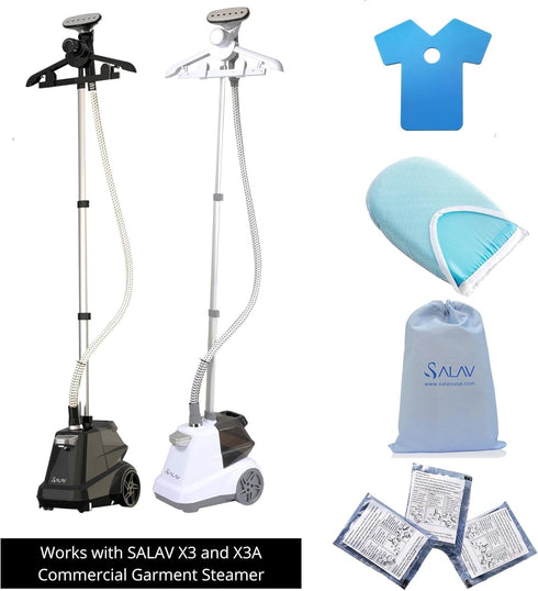 SALAV Heavy Duty Commercial Garment Steamer - Full-Size with Accessories Set (Mini Ironing Board)