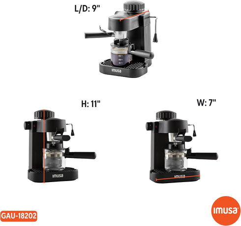 IMUSA USA GAU-18202 4 Cup Espresso/Cappuccino Maker, 120 Volts, Black