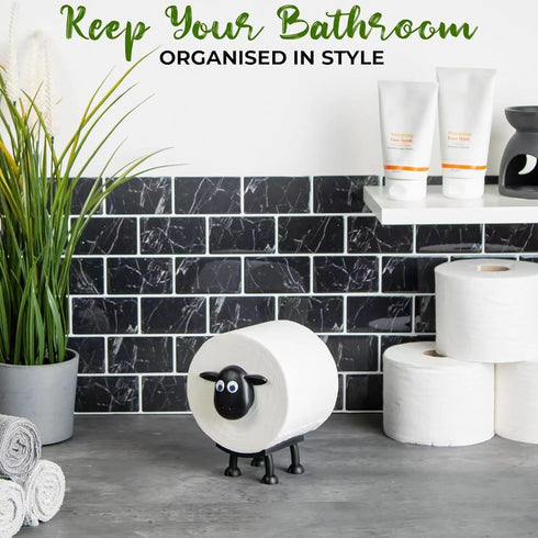 Generic (3) Sheep Toilet Paper Holder, Cute Paper Towel Storage Rack, Wall-Mounted Paper Towel Basket, Black