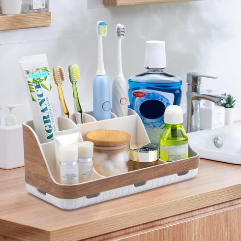 Countertop 7 Counter GFWARE Bathroom Organizer - Detachable Slots Kids Electric Toothbrush and Toothpaste Holde