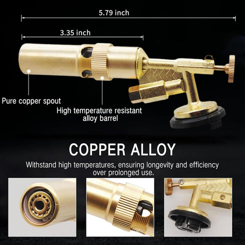 Copper Alloy Butane Torch Head - Adjustable Flame Kitchen Torch for Culinary, BBQ, Baking, Cooking, Soldering