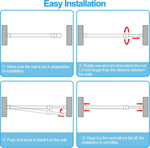 SIQUK 6 Pack Cupboard Bars, Adjustable Spring Tension Rods for DIY Projects, 12 to 20 Inches