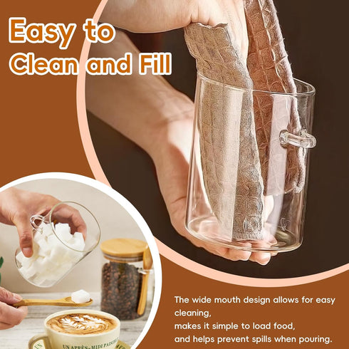 1 Pack 15oz Glass Sugar Container with Spoon - Glass Jars with Bamboo Lid and Spoon, Bamboo Lid Storage Jar Containers
