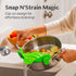 Kitchen Gizmo Snap N' Strain Clip On Strainer for Pots - Collapsible Silicone Pasta Strainer, Green