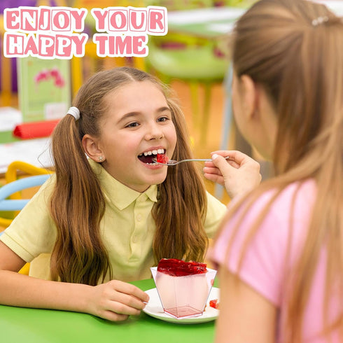 Funnymoom 300 Pack 2oz Mini Dessert Cups with Spoons Small Clear Plastic Dessert Parfait Cup Square Appetizer Pudding