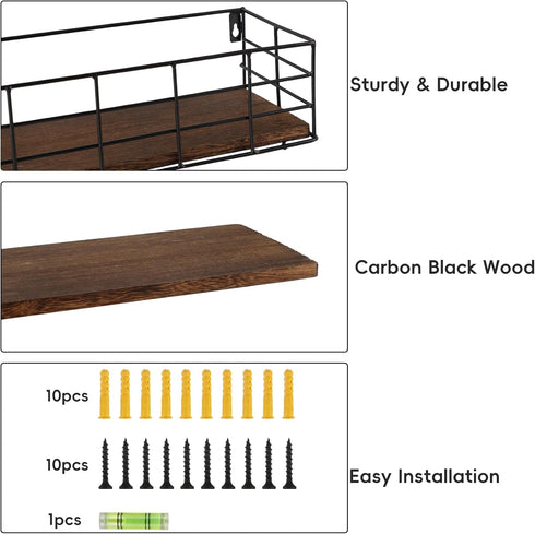 4 Sets Fixwal Wall Shelves, of Hanging Floating Shelves, Wall Mounted Shelves for Storage, Hanging Storage Shelf