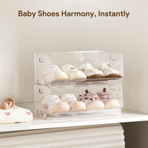 Closet 2 HBlife Clear Acrylic Kids Shoe Rack Baby Toddler Shoe Storage Organizer for Floor Entryway Bedroom, Tier