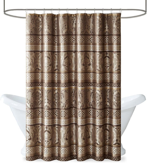 Madison Park Bellagio Shower Curtain, Transitional 72 x 72, Taupe Beige for Bathroom