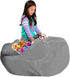 Posh Stuffable Kids Stuffed Animal Storage Bean Bag Chair Cover, X-Large 48", Solid Gray