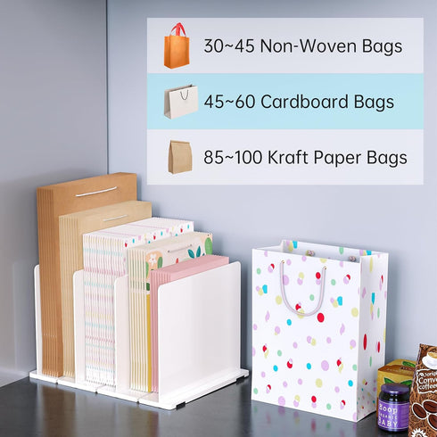 NiHome Adjustable Reusable Shopping Bag Organizer, Adjustable Paper Bag Organizer, Large Capacity Shelf Dividers for Tote Purse Handbags Grocery Bag, Tool-Free Installation Versatile ABS Material