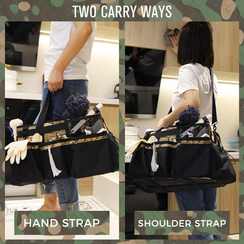 Wearable Cleaning Caddy with Handle & Shoulder Straps, Organizer Bag for Housekeepers, Under Sink Cleaning Tool