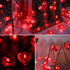 2 Pack 100LED 8 Valentines Day Decor, Total Modes Battery Operated w/Timer Diamond Cut Red Heart Twinkle Fairy String