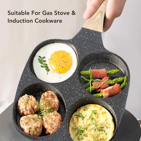 Bewinner Fried Egg Pan 4 Cup,Non Stick Aluminum Egg Cooker Pan for Gas Stove and Induction Cooker, Egg Frying Pan, 7.5x7.3x1.0 inch (General Type) by Bewinner