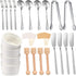 Charcuterie Board Accessories Set, Cheese Butter Spreader Knives, Serving Tongs, Spoons, Forks, Toothpick Flags