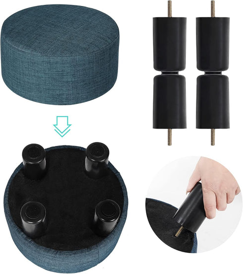 Joveco Small Foot Rest Stool Ottoman, Line Round Short Low Foostool for Chair, Under Office Desk, Living Room, Navy