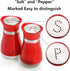 Tebery 4 Ounces Red Salt and Pepper Shakers Set, Elegant Stainless Steel with Glass Bottom