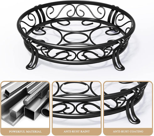 11.8 Inches, Yimobra Metal Plant Stand for Outdoor Indoor, Heavy Duty Flower Pots Holder Rustproof Wrought Iron Planter