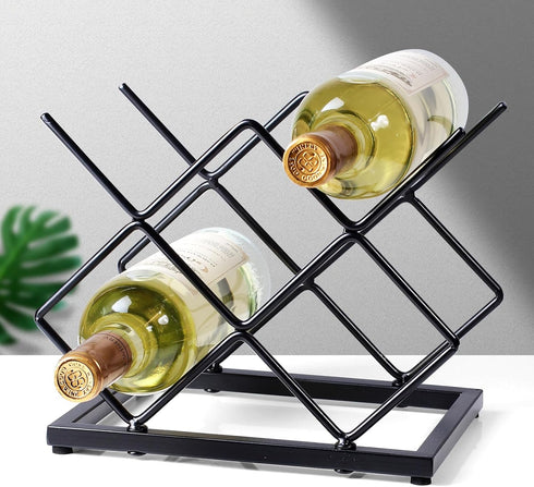 Countertop Wine Rack - 5 Bottle Freestanding Modern Gold Metal Small Wine Rack - Tabletop Wine Holder Stand for Cabinet, Pantry, Wine Bottle Storage by Drincarier