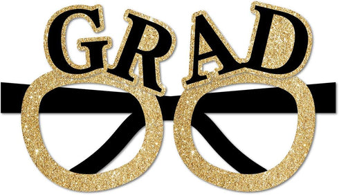 SWYOUN 12PCS Class Of 2025 Graduation Grad Party Eyeglasses Photo Props (Black, Gold)