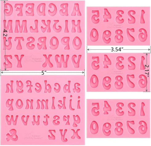 5 Pieces Small Letters Molds and Numbers Silicone Molds, 0-9 Numbers, Uppercase and Lowercase Alphabet Baking Molds