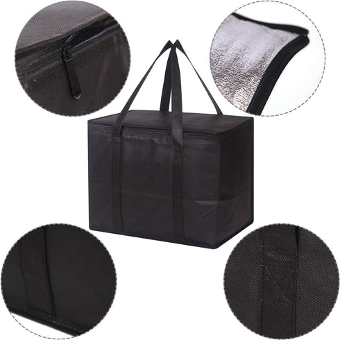 DIOMMELL Set 4 of Large Insulated Reusable Grocery Bags with Sturdy Zipper and Handles, Foldable Washable Heavy Duty
