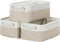 Bidtakay Small Fabric Storage Baskets, 3-Pack Collapsible 12x8x5 Inch Canvas Bins for Closet Organization - S-White &