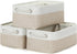 Bidtakay Small Fabric Storage Baskets, 3-Pack Collapsible 12x8x5 Inch Canvas Bins for Closet Organization - S-White &