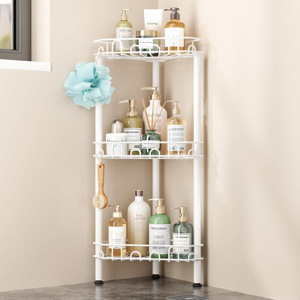 SWTYMIKI Standing Shower Caddy Corner - 3Tier Stainless Steel ShowerOrganizer Shelf with