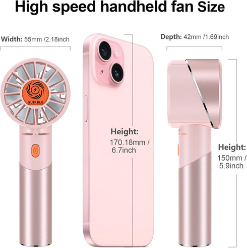 Handheld Fan, Portable Turbo Fan, Powerful Personal Fan with 7000rpm High-Speed Motor for Travel Outdoor Gift