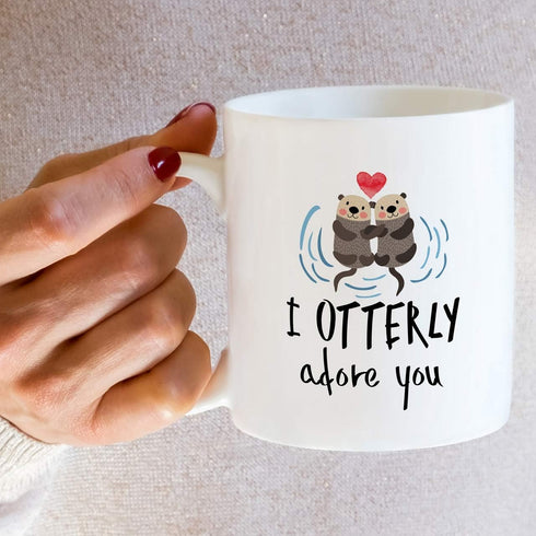 Retreez Funny Mug - I Otterly Adore You 11 Oz Ceramic Coffee Mug - Sarcastic Motivational Birthday Gift for Husband Wife