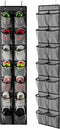 KEEPJOY Over the Door Shoe Organizer, Hanging Shoe Holder with 14 Mesh Deep Pockets, Closet Door Storage Bag, Grey