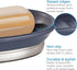 iDesign Ceramic and Steel Bar Holder, The York Collection Soap Dish, Matte Navy/Brushed Nickel