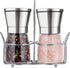 Premium Salt and Pepper Grinder Set with Stand - Stainless Steel Manual Spice Adjustable Coarseness (Pack of 2)