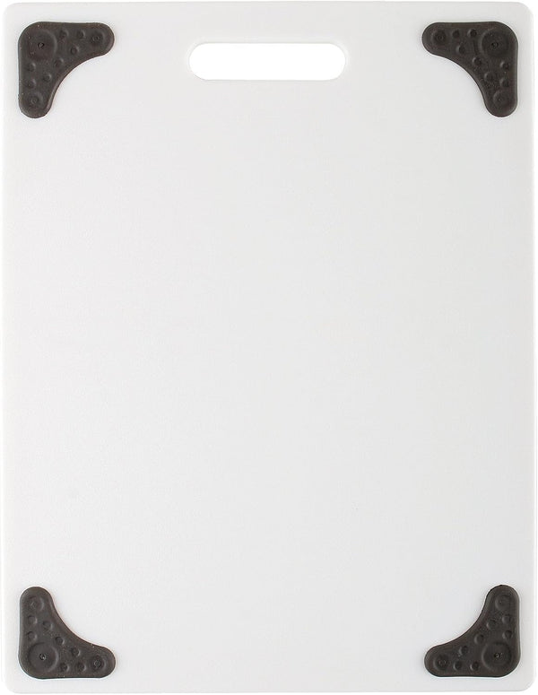 Dexas Superboard Cutting Board with Handle and Non-Slip Feet, 11 by 14.5 inches, White with Grey Non-Slip Corners