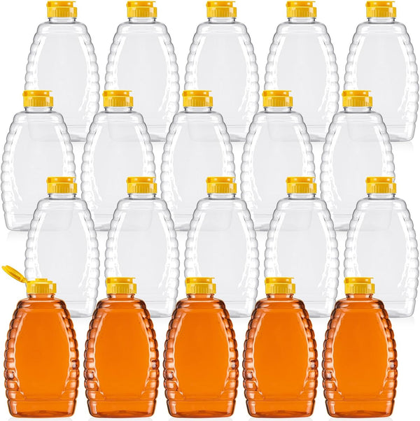 Layhit 20 Pieces 32 oz Plastic Honey Jars Clear Plastic Honey Bottles