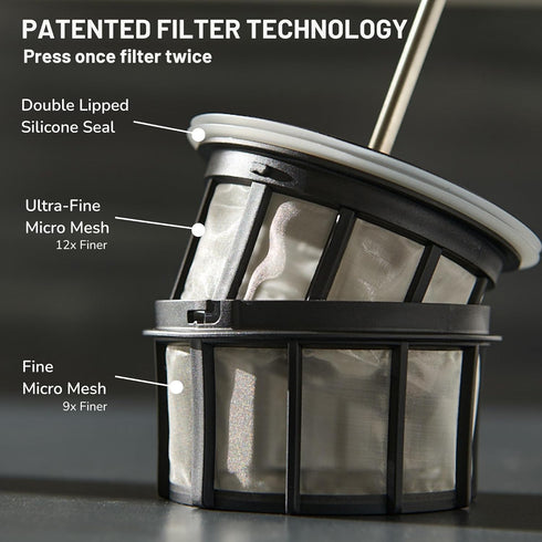 P0 16 ESPRO Ultralight French Press Coffee Maker for Travel, Vacuum Insulated Stainless Steel, Ounces, Matte Meteorite