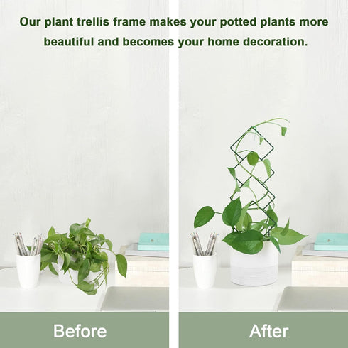 16inch 4 Pack Wellsign Indoor Plant Trellis for Climbing Plants, Small Garden Metal Trellis for Potted Plants Outdoor