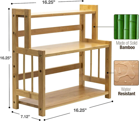 Countertop Counter (3-Tier) Sorbus Kitchen Organizer Bamboo Wooden Storage Shelf Rack for Spice, Soap, Skin Care