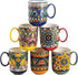 Henten Home Porcelain Coffee Mug Set of 6, 14 oz Colorful Latte