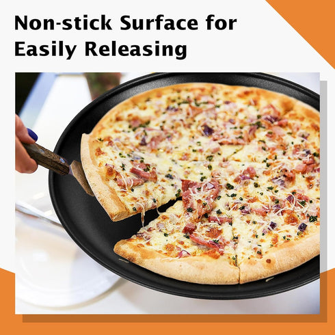 TeamFar Pizza Pan, 13.5 Inch Large Round Baking Tray with Nonstick Coating & Stainless Steel Core, Non-Toxic