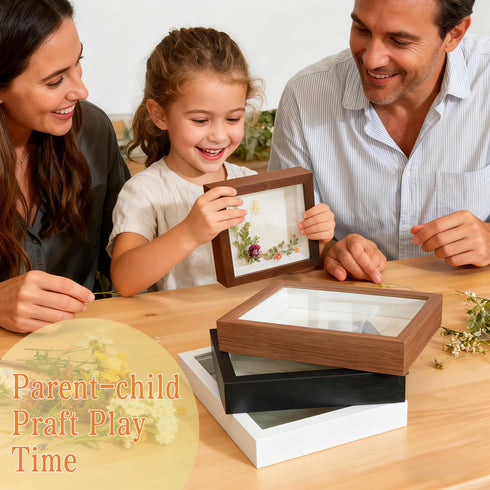 YunChuangTOP A4 2Pack 3D Shadow Box - Walnut Color Wooden Deep Picture Frame with Shatter-Resistant Panel for Wall