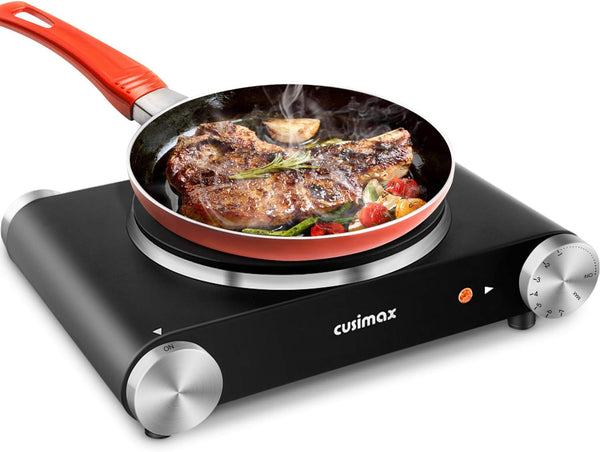 CUSIMAX Electric Hot Plate Burner for Cooking, Adjustable Temperature Control, Stainless Steel, Easy to Clean, Your