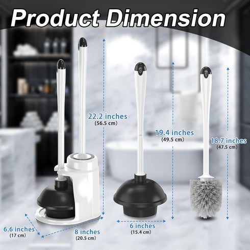 Set, 2 1 NEWE Toilet Brush and Plunger in Toilet Plunger Heavy Duty, Toilet Brush and Holder with Hidden Tweezers
