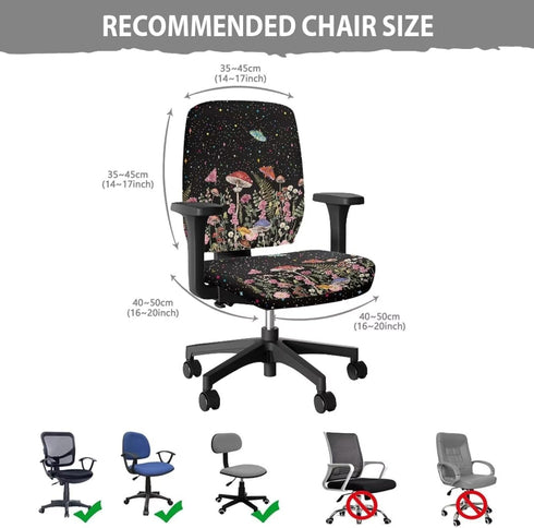 Mushroom Butterfly Office Chair Slipcover, Removable Washable Computer Chair Slipcover for Desk Chairs