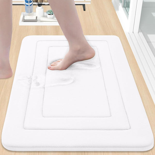 Arotive Memory Foam Bathroom Rug Mat 30x20, Ultra Soft Absorbent Bath Mat for Bathroom Floor, White
