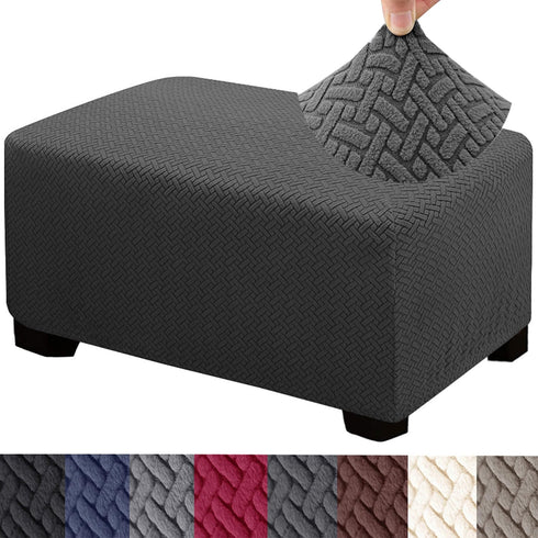 HFCNMY Ottoman Cover Rectangle,Stretch Knitted Jacquard Rectangle Ottoman Cover Thick Slipcover for Ottomans